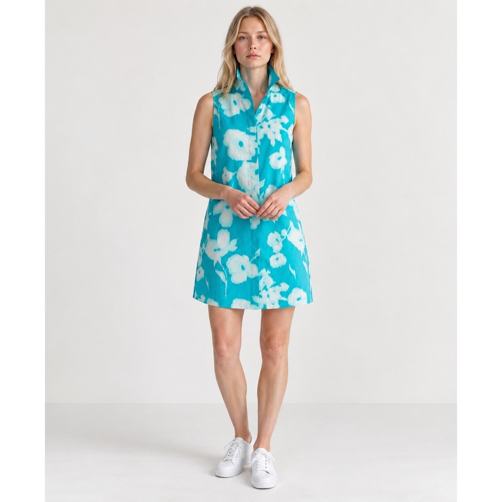 Tuckernuck Charlie Dress M Turquoise Watercolor Floral NWT Sleeveless Resort